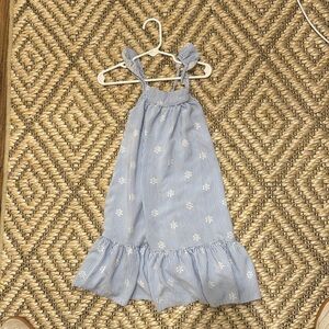 Blue & white flutter sleeve dress